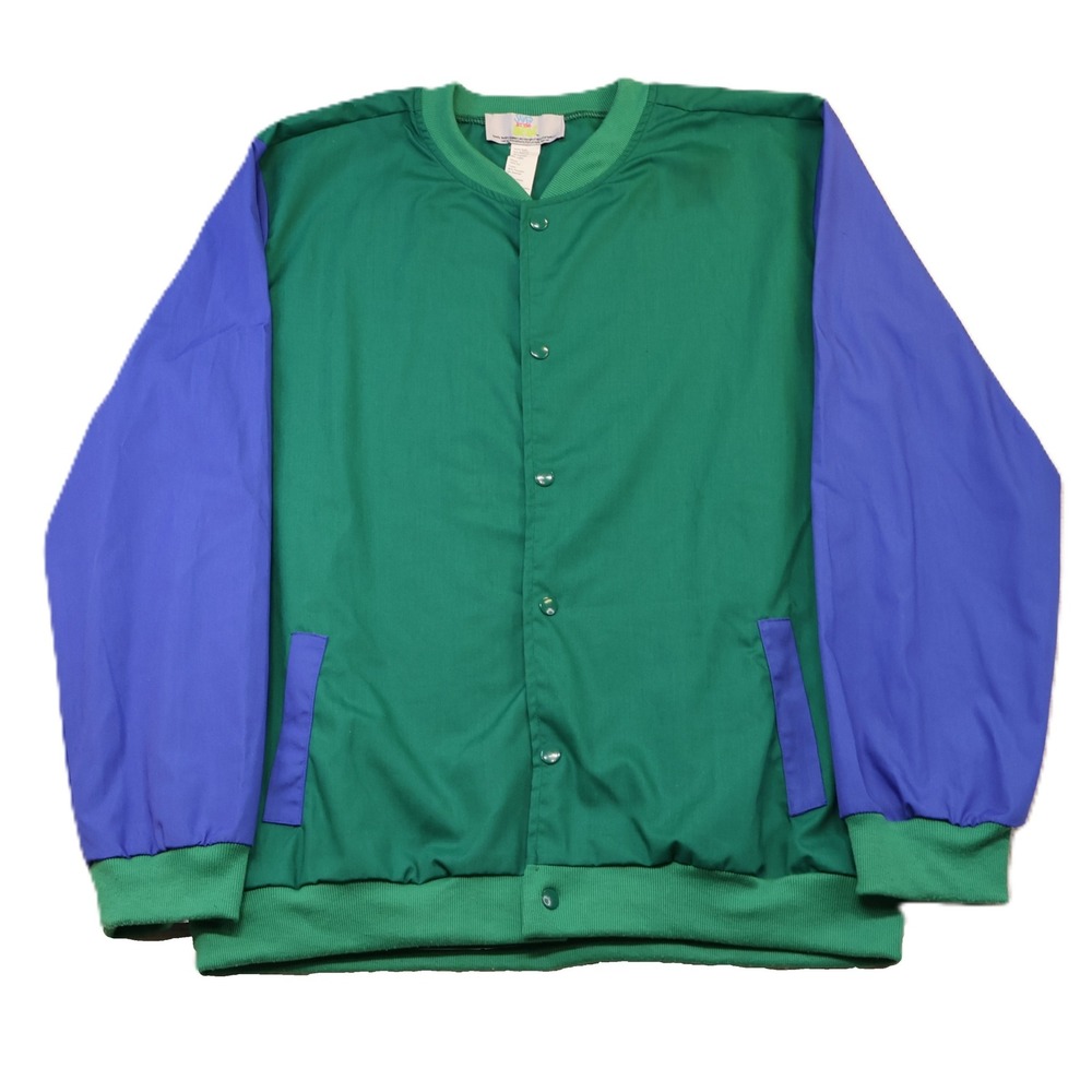 Saved by the Bell Mens XL Bomber Jacket Green Blue Colorblock Retro 90s Varsity